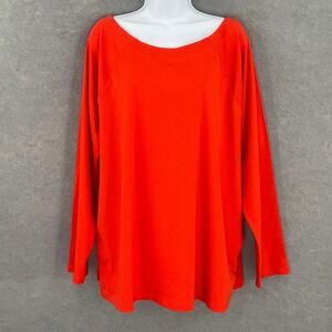 Lauren Ralph Lauren‎ Womens Top 3X Red Long Sleeve Boat Neck Knit Casual Blouse